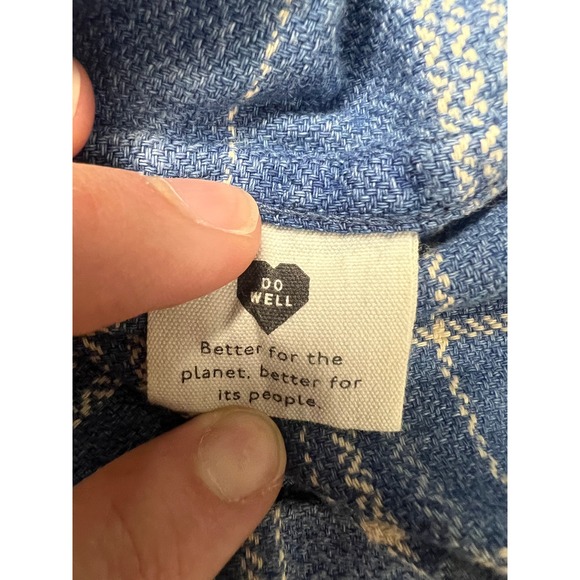 NWT Madewell Mens Blue Plaid Easy Fit Long Sleeve Flannel Shirt M Indigo Granola - Picture 12 of 12